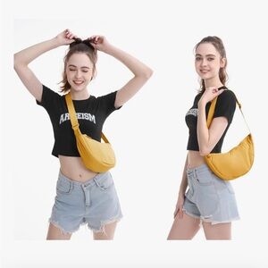 Nylon Crescent Crossbody Bag - Crossbody/ Dumpling Lightweight Travel Sling Bag